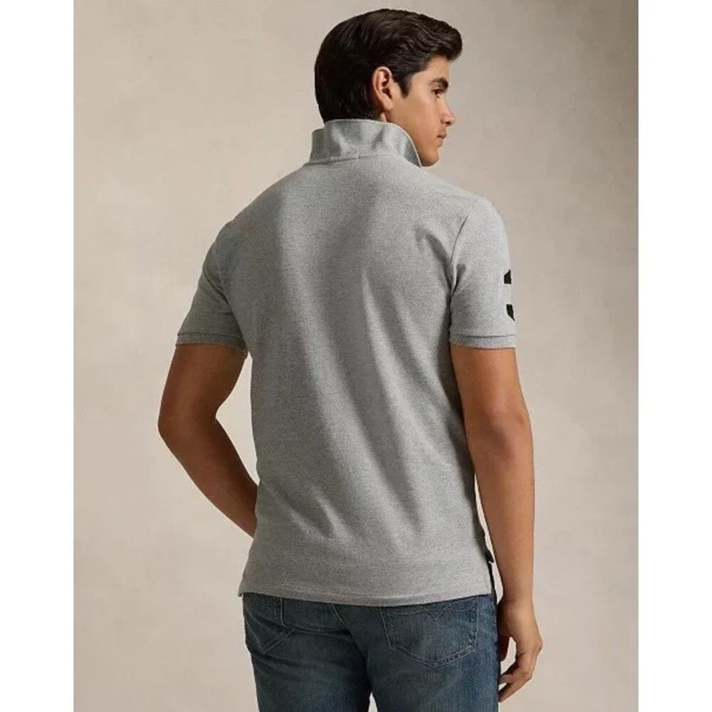 NWT POLO RALPH LAUREN Mens Big Pony Classic Fit Mesh Polo Shirt Grey L Preppy